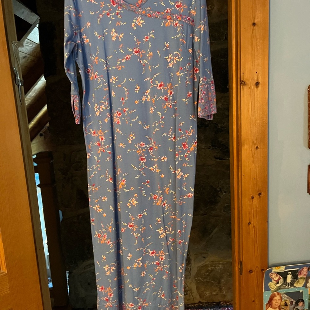 Floral Blue Long Sleeve Dress